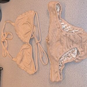 Victoria's Secret Women'Vanilla Bean Cream Knit Bikini-Brand New with Tag In Bag